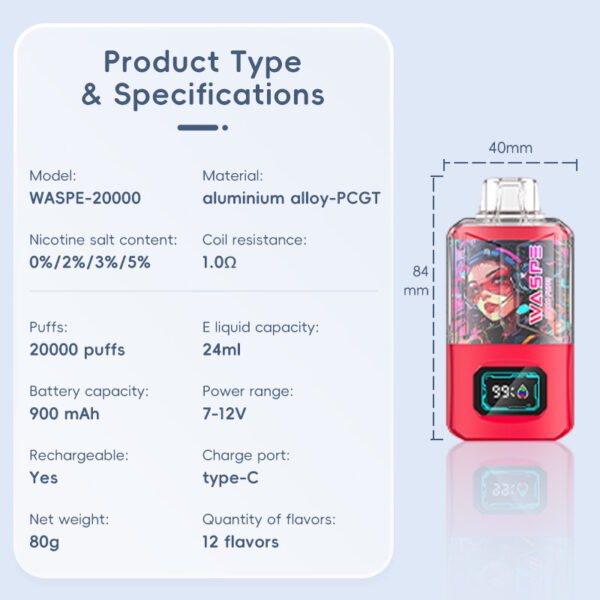 WASPE Crystal 20000 PUFF – Ultimate Flavor, Maximum Performance - Image 4