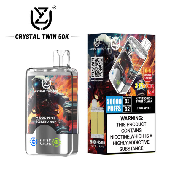 UZY CRYSTAL TWIN 50000 PUFF – EU Warehouse, Dual-Flavor Powerhouse for Ultimate Vaping Experience - Image 5