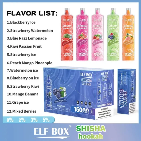 ELF BOX LS 15000 PUFF– 15,000 Puffs, 26ml E-liquid, Mesh Coil, Rechargeable Vape - Image 2