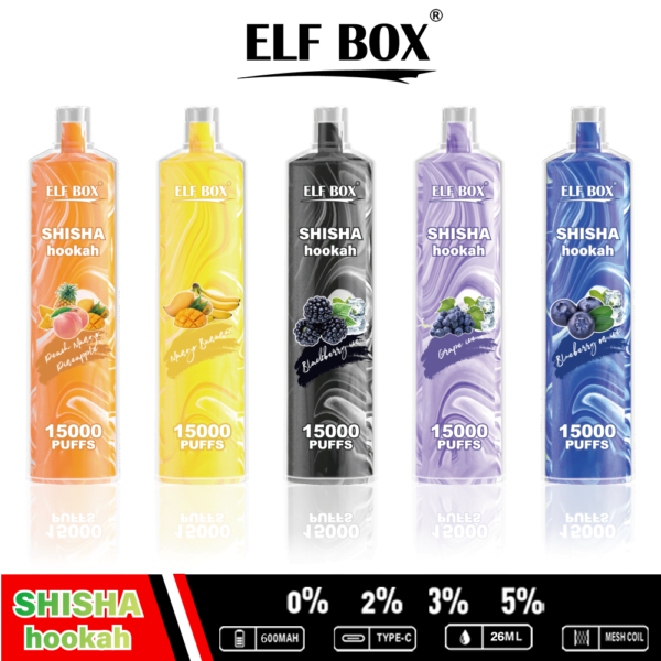 ELF BOX LS 15000 PUFF– 15,000 Puffs, 26ml E-liquid, Mesh Coil, Rechargeable Vape