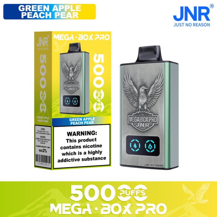 GREEN APPLE PEACH PEAR-JNR Mega box Pro 50000 PUFF-Kasumivape