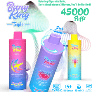 Bang King Triple 45000 (3 In 1) PUFF: Triple Flavor Revolution, Mesh Coil Dual Tank and a 650mAh Rechargeable Battery
