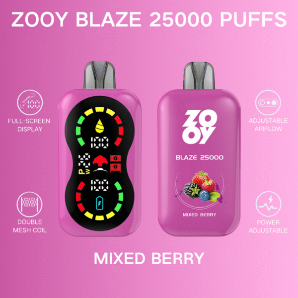 ZOOY Blaze 25000 PUFF: Dual Mesh Coil Power, Adjustable Airflow, Ultimate Control - Image 11