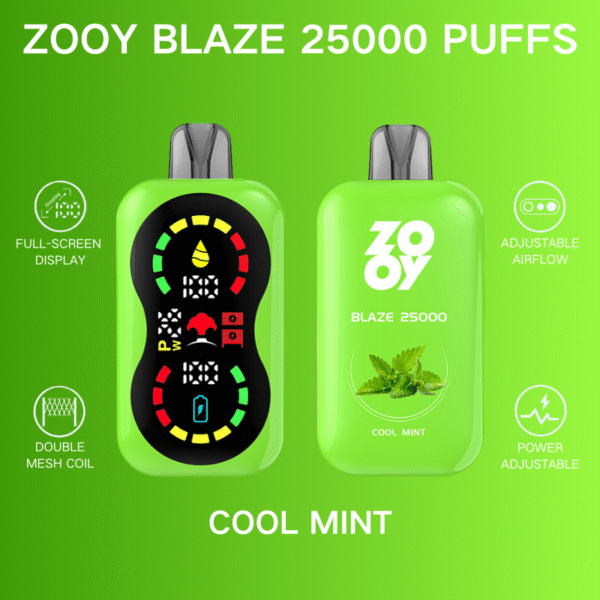 ZOOY Blaze 25000 PUFF: Dual Mesh Coil Power, Adjustable Airflow, Ultimate Control - Image 3