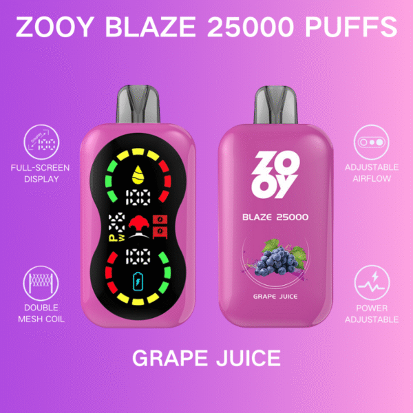 ZOOY Blaze 25000 PUFF: Dual Mesh Coil Power, Adjustable Airflow, Ultimate Control - Image 7