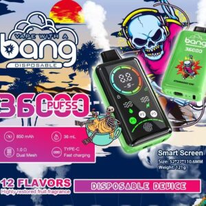 Bang 36000 PUFF: Your Vaping King: 36,000 Puffs and a Rechargeable 850mAh Battery