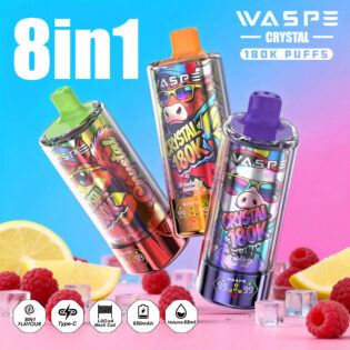 WASPE 8 in 1 Crystal 180000 PUFF: 180K Puffs | 8-Flavor Switch | 68ml